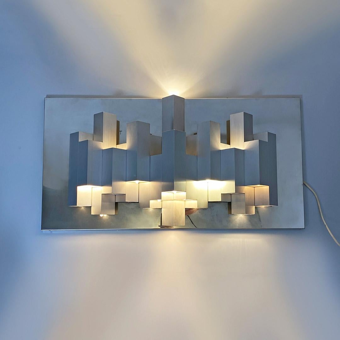 Italian Space Age Chromed Steel Decorative Wall Lamp, 1970s For Sale 11