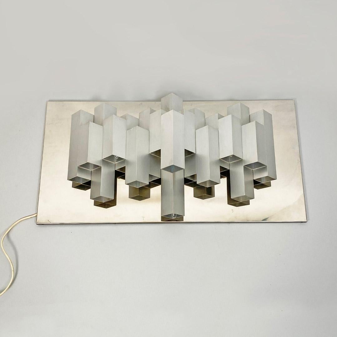 Late 20th Century Italian Space Age Chromed Steel Decorative Wall Lamp, 1970s For Sale