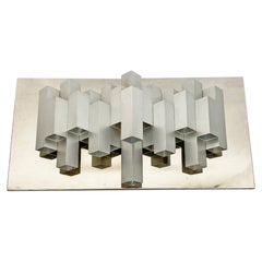 Italian Space Age Chromed Steel Decorative Wall Lamp, 1970s
