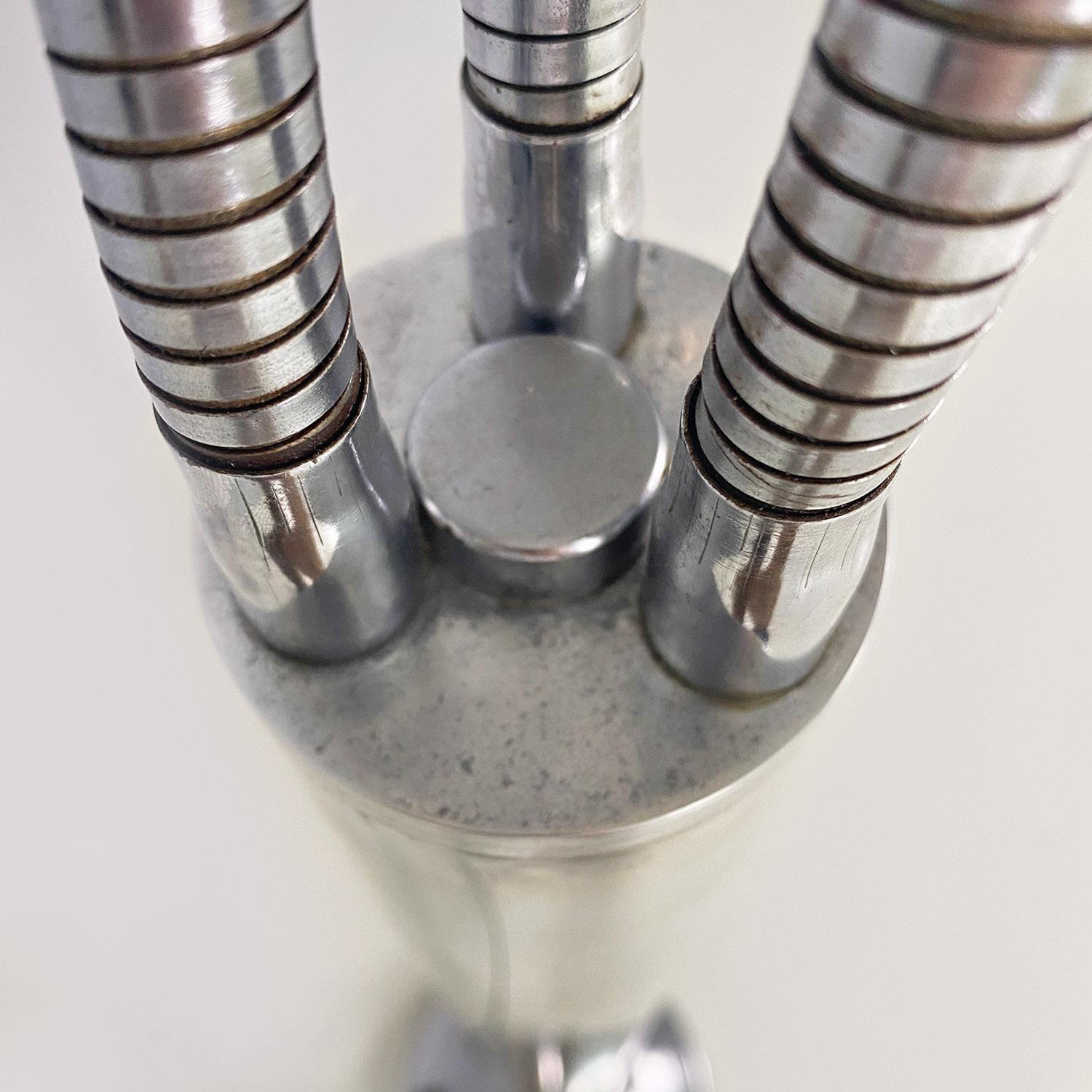Italian space age chromed steel floor lamp with three directional arms, 1970s 4