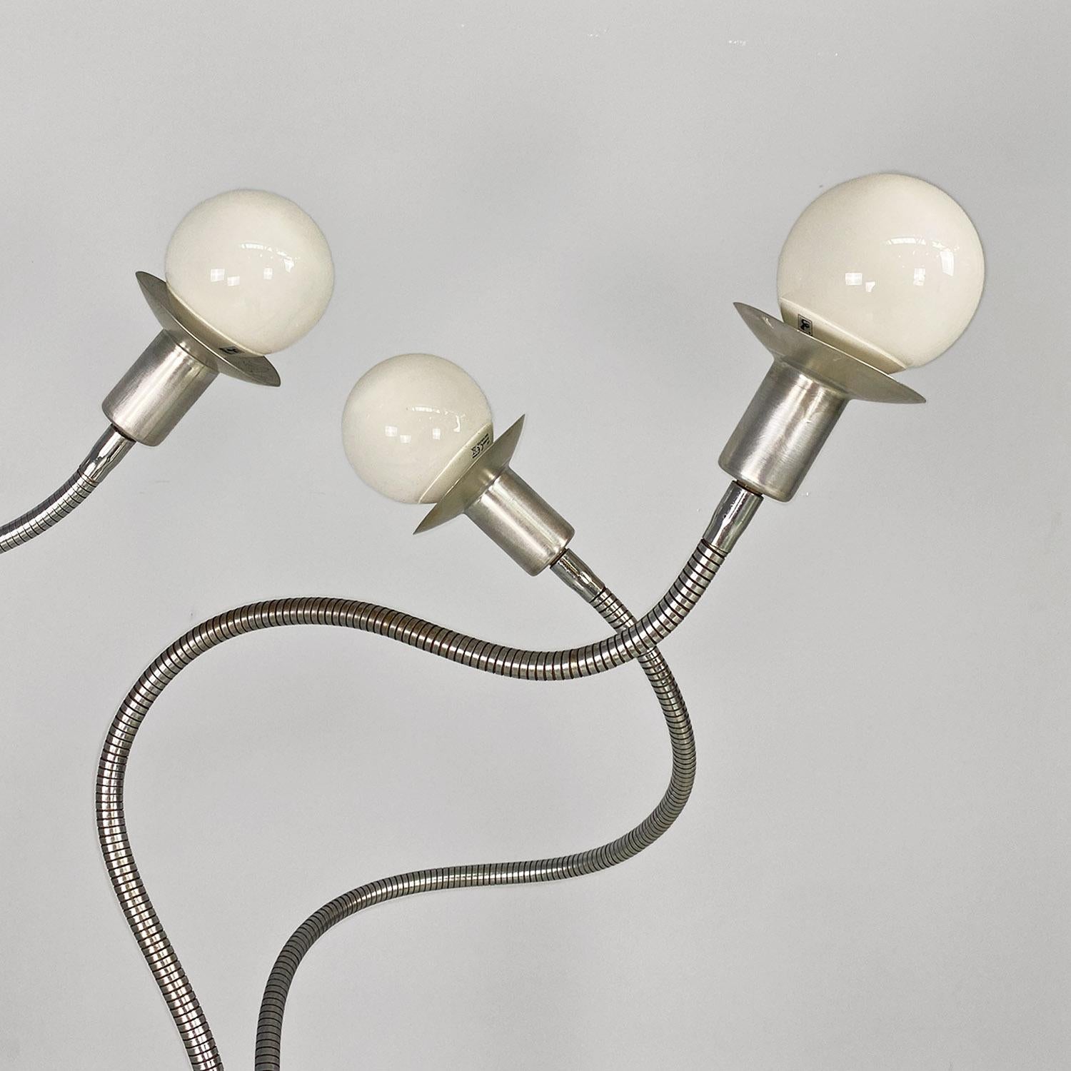 Late 20th Century Italian space age chromed steel floor lamp with three directional arms, 1970s