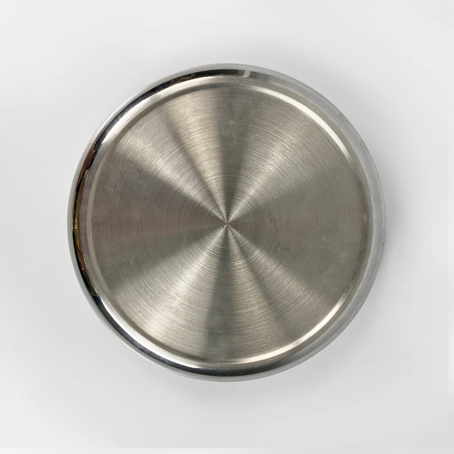 Fin du 20e siècle Plateau ou centre de table italien en acier chromé de l'ère spatiale Sphera de Sambonet, 1970 en vente
