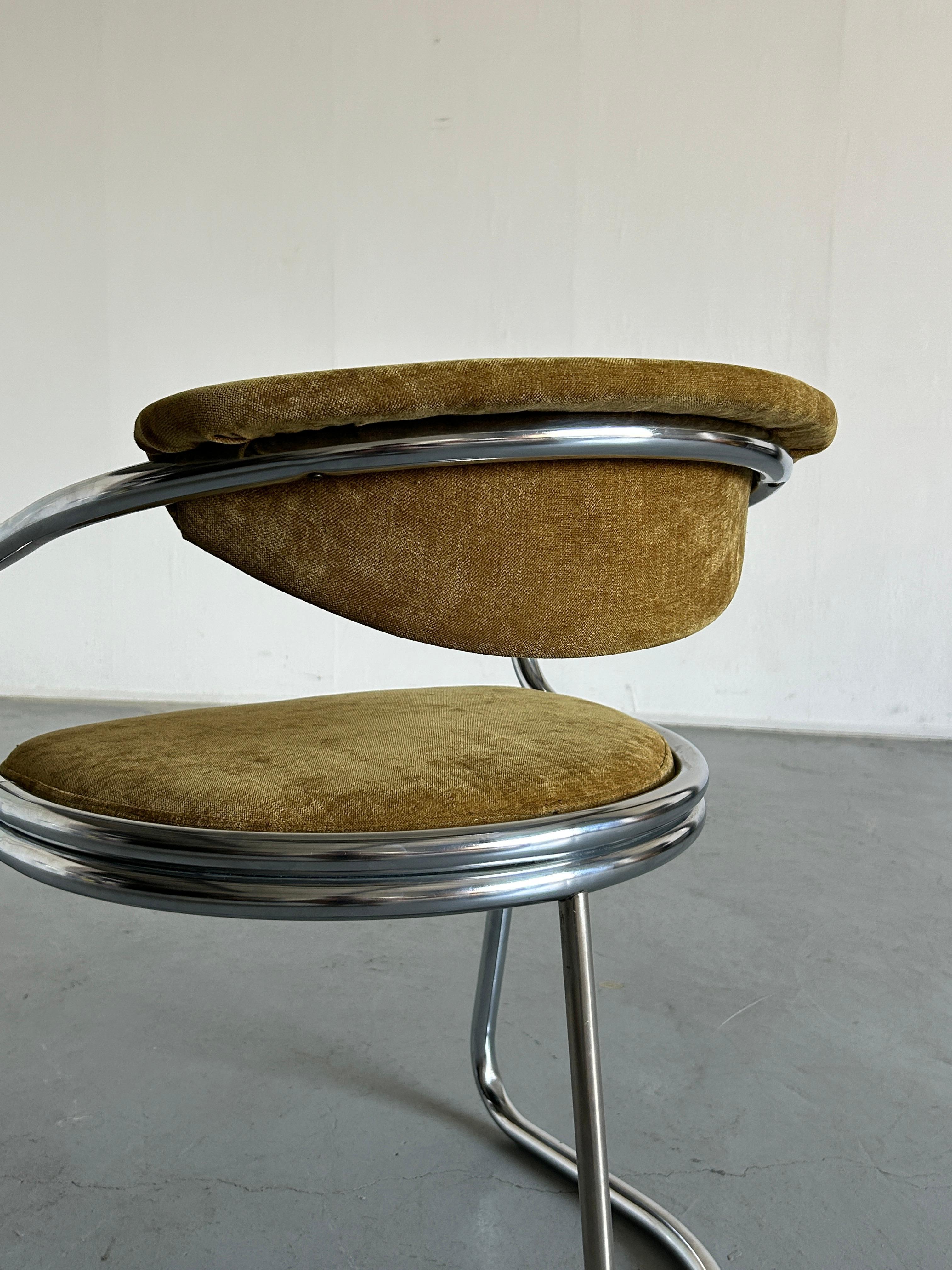 Italian Space Age Chromed Tubular Steel Cantilever Char, 1980s Italy 10