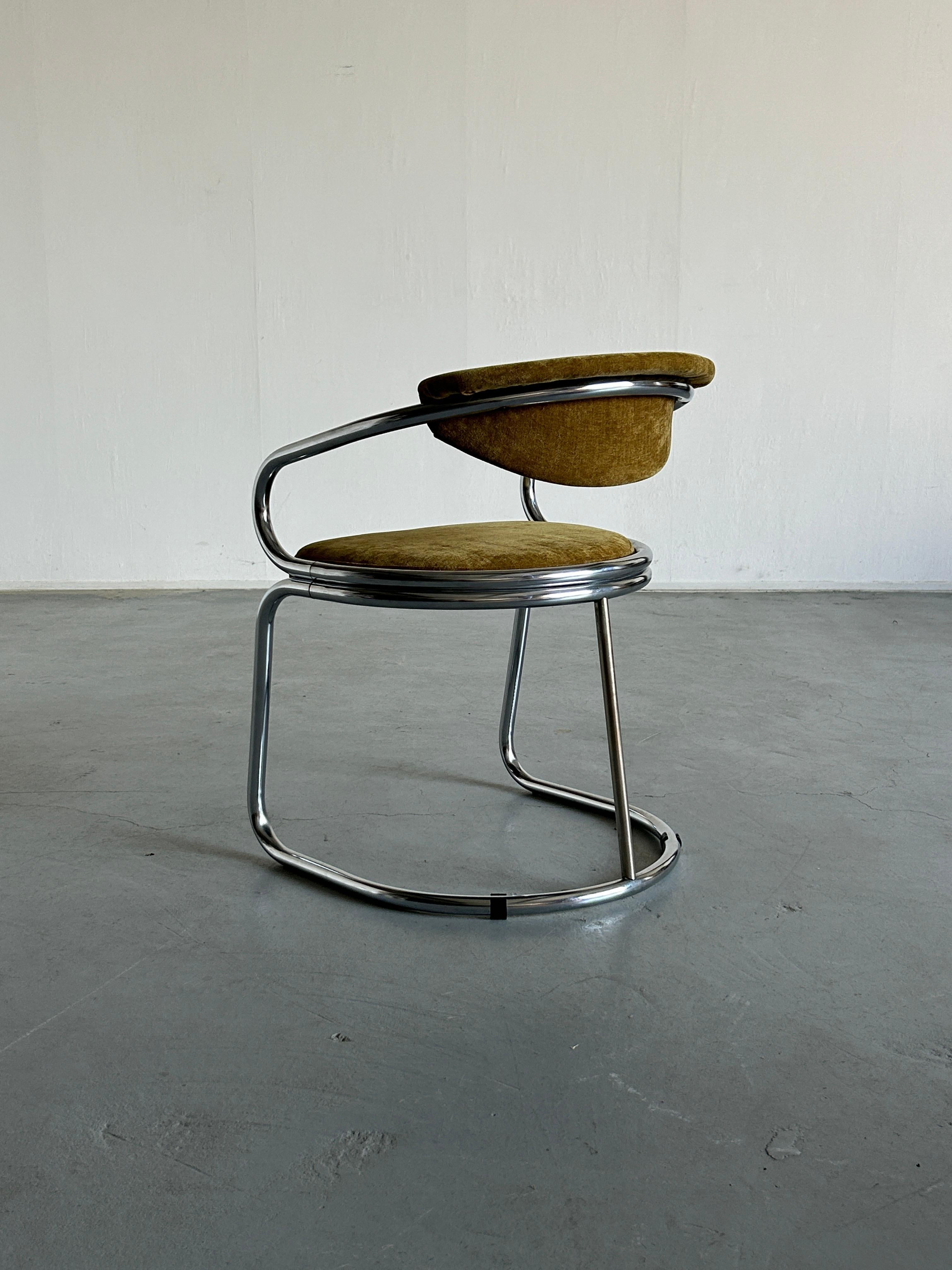 Italian Space Age Chromed Tubular Steel Cantilever Char, 1980s Italy 2