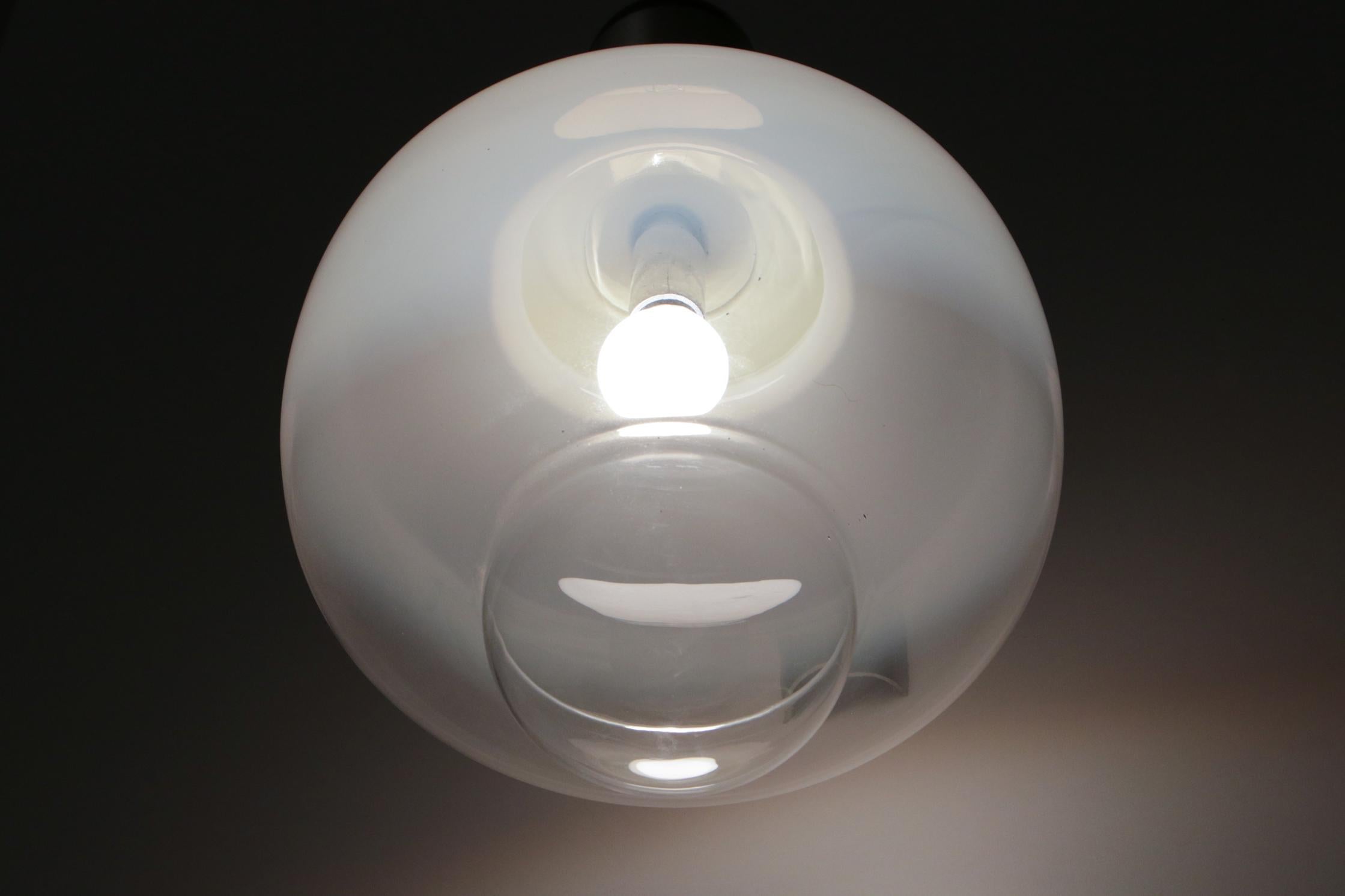 Italian Space Age Chromed Wall Milk Murano Glass Lamp by Gaetano Sciolari, 1960s For Sale 8