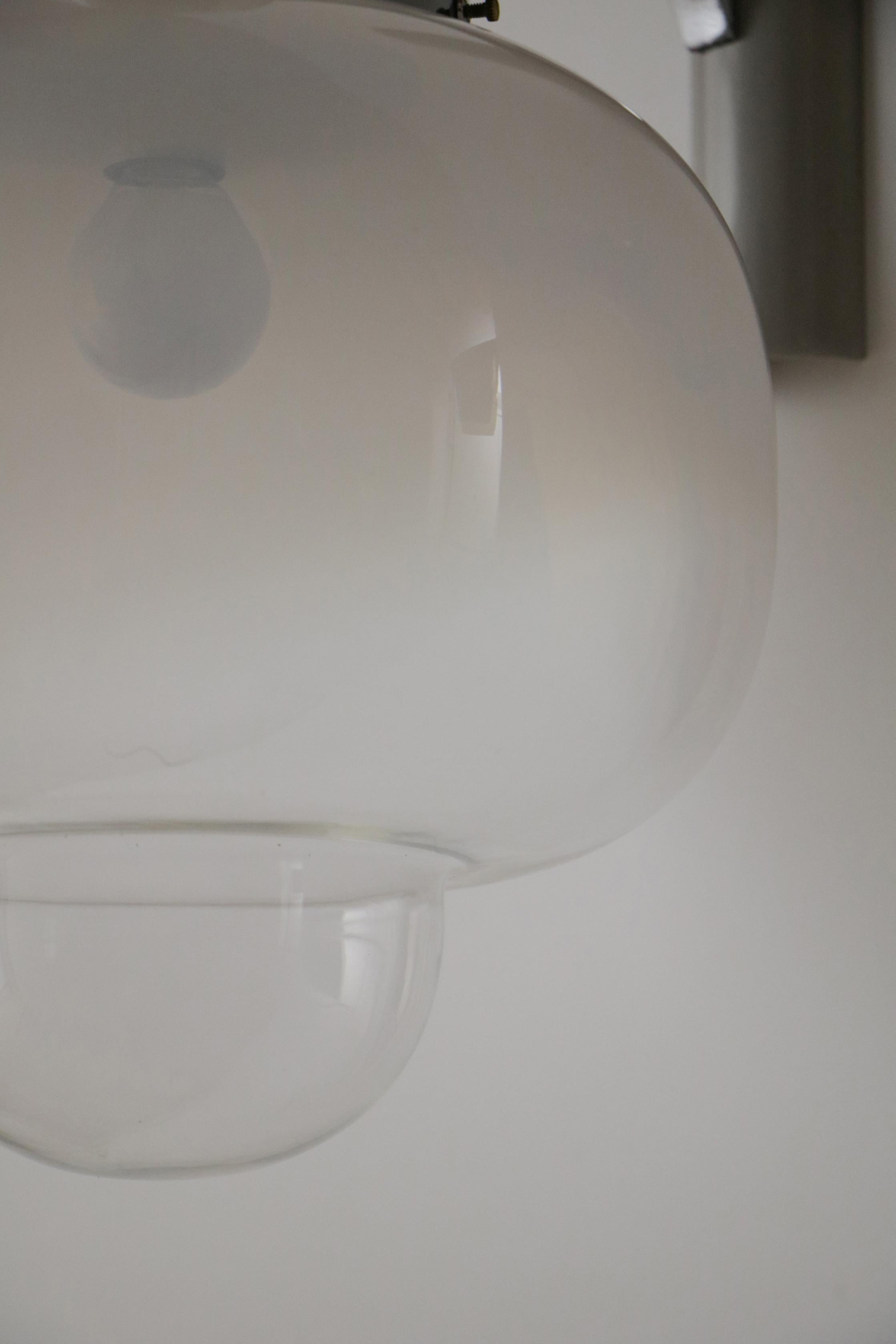 Italian Space Age Chromed Wall Milk Murano Glass Lamp by Gaetano Sciolari, 1960s For Sale 1