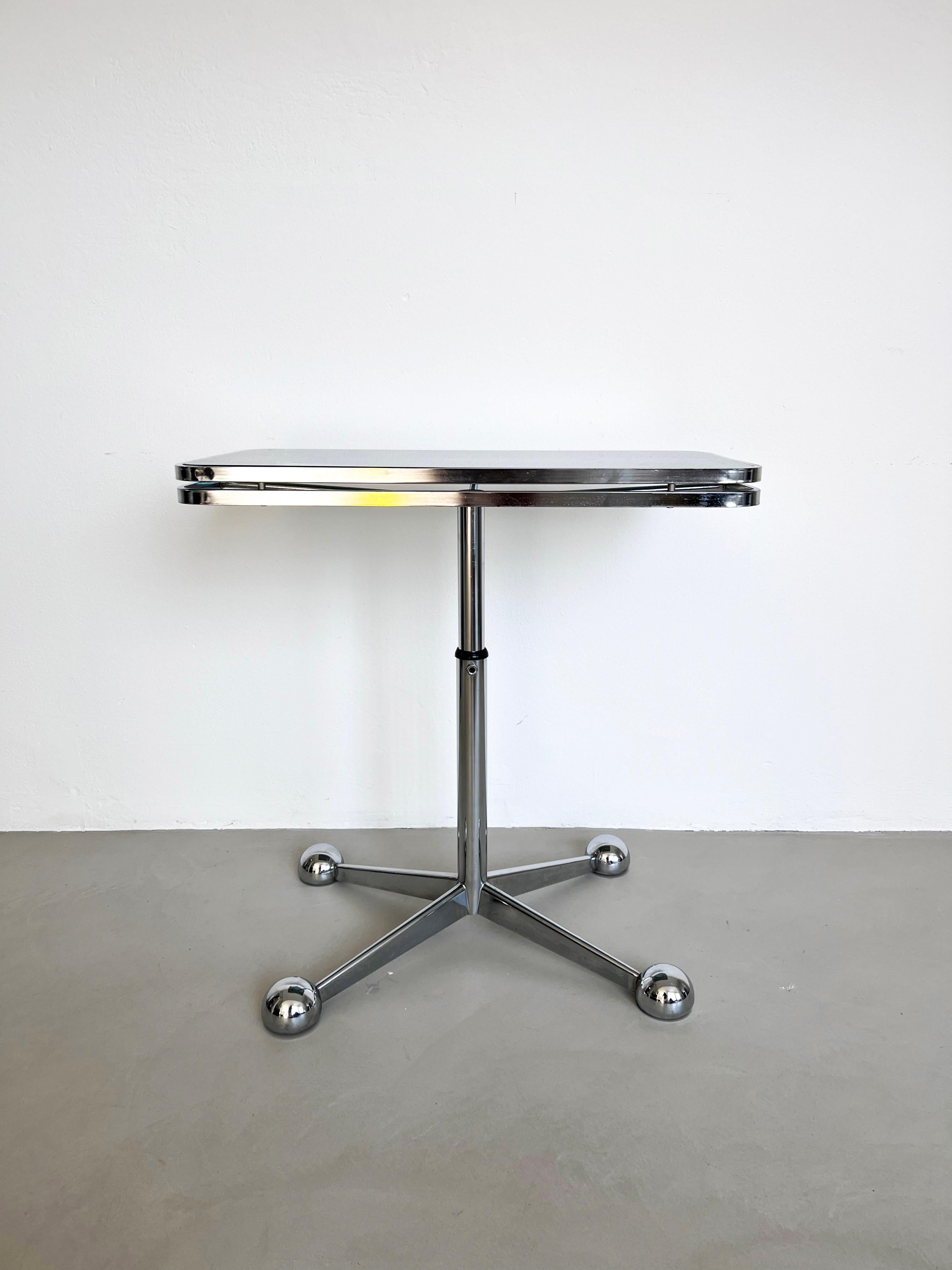 Italian Space Age Coffee / Dining Table, Smoked Glass, Chromed Metal, Telescopic 1