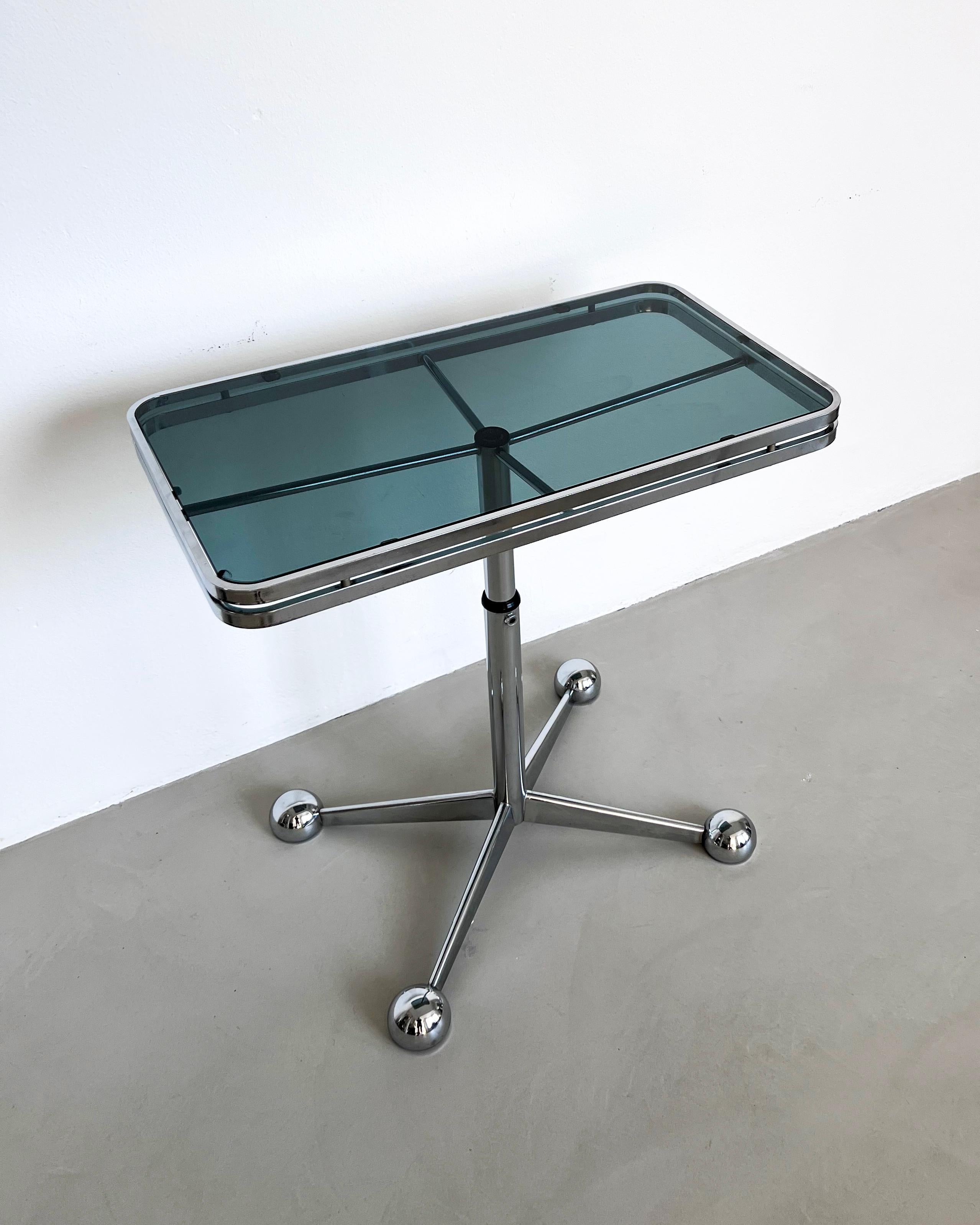 Italian Space Age Coffee / Dining Table, Smoked Glass, Chromed Metal, Telescopic 2