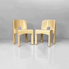 Italian space age cream chairs 4868 by Joe Colombo for Kartell, 1970s