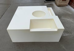 Italian Space Age Fiberglass Coffee Table / integrated functional compartments