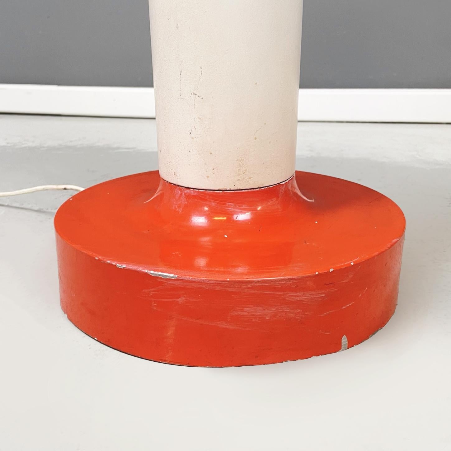 Italian space age Floor lamp in orange and white metal with opaline glass, 1970s For Sale 5