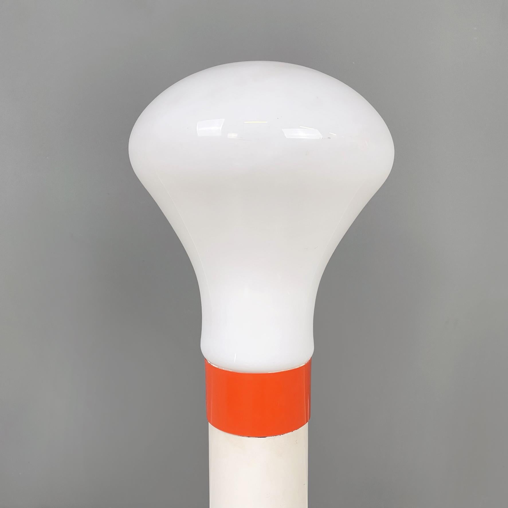 Space Age Italian space age Floor lamp in orange and white metal with opaline glass, 1970s For Sale