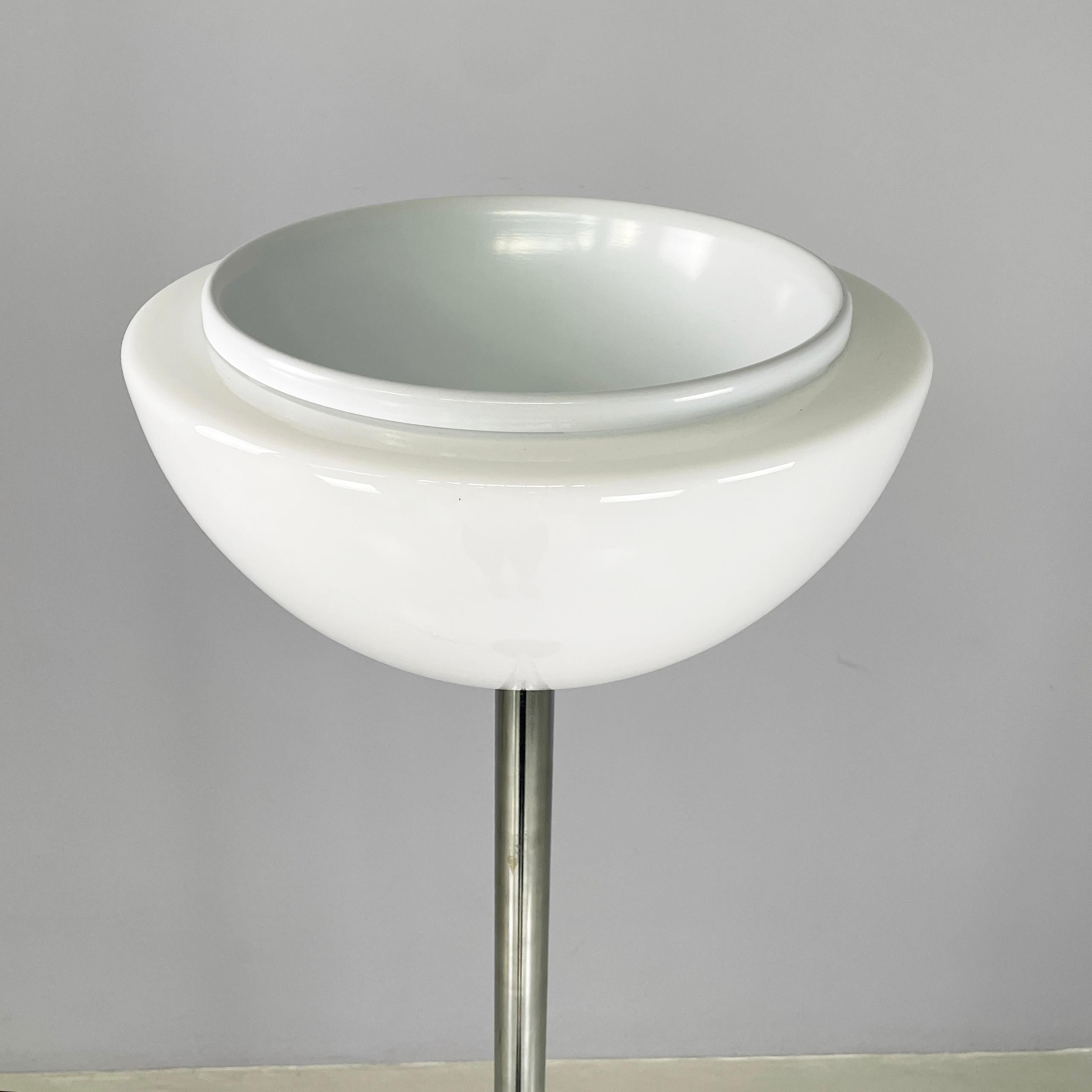 Space Age Italian space age Floor lamp in white metal, metal and opaline glass, 1970s For Sale