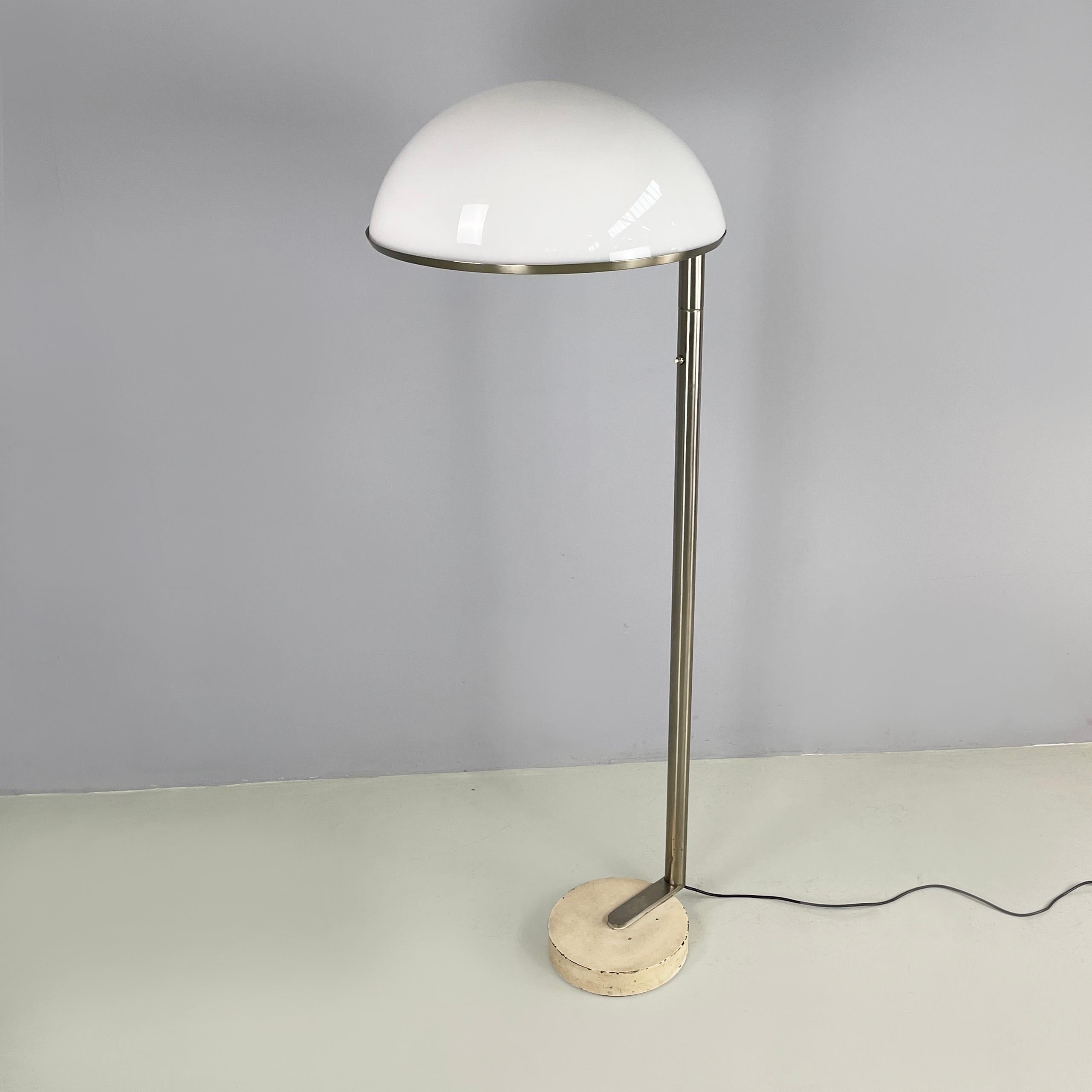 Late 20th Century Italian space age Floor lamp in white plastic and metal by Arteluce, 1970s For Sale