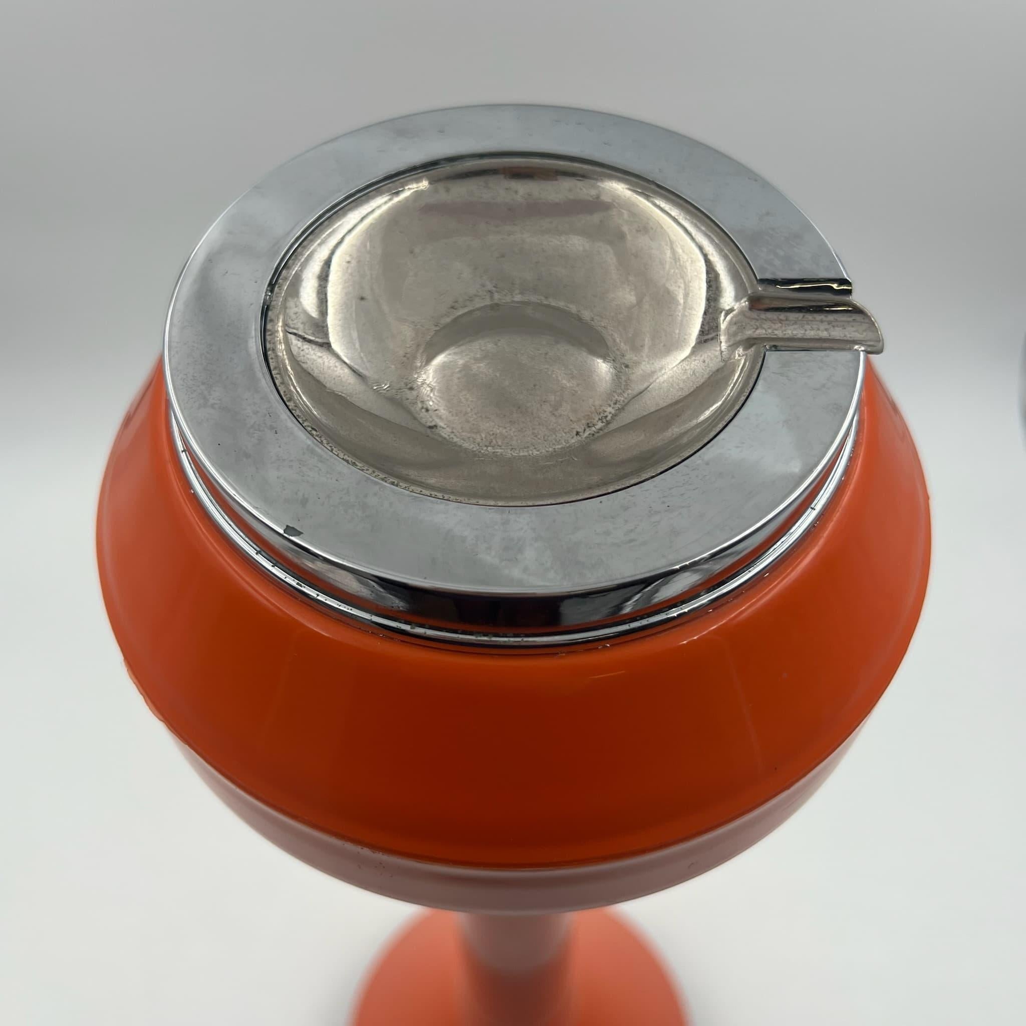 Italian Space Age Floor Standing Ashtray - Orange Retro Chic Home Decor, 1960s 1