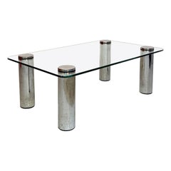 Italian Space Age Glass and Steel Tray Coffee Table, 1970s