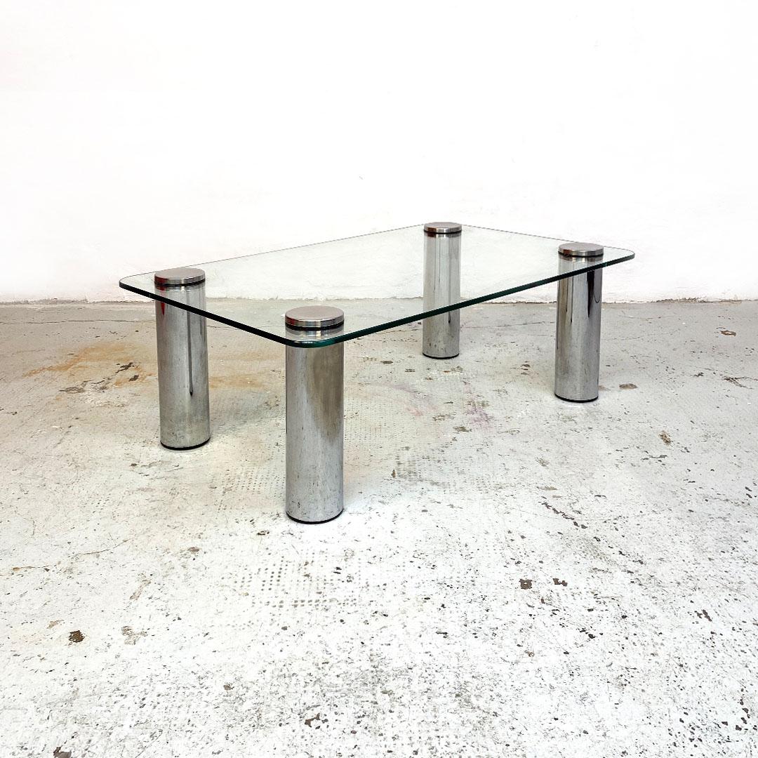 Italian Space Age Glass and Steel Tray Coffee Table, 1970s 1