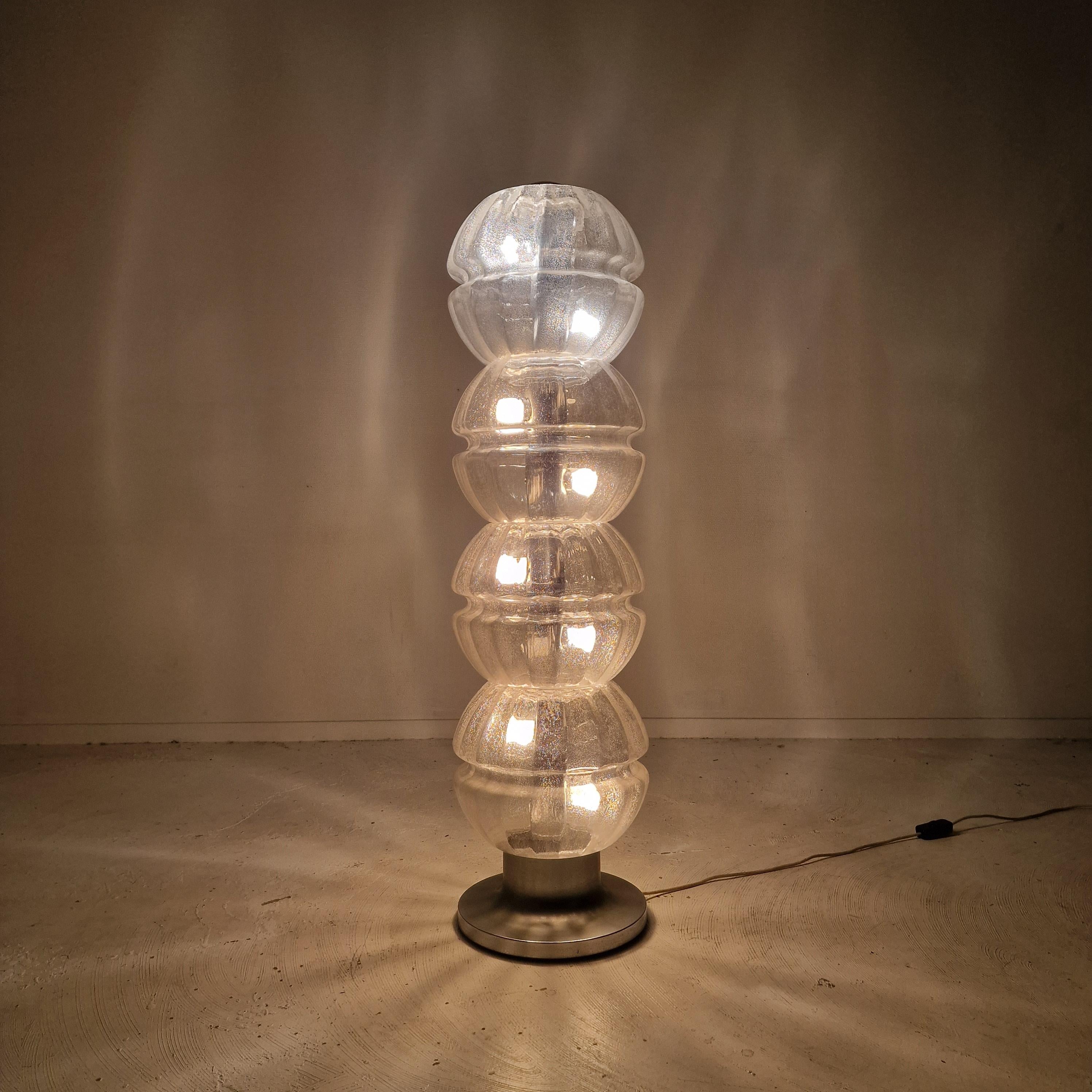Hand-Crafted Italian Space Age Glass Floor Lamp, 1980s For Sale