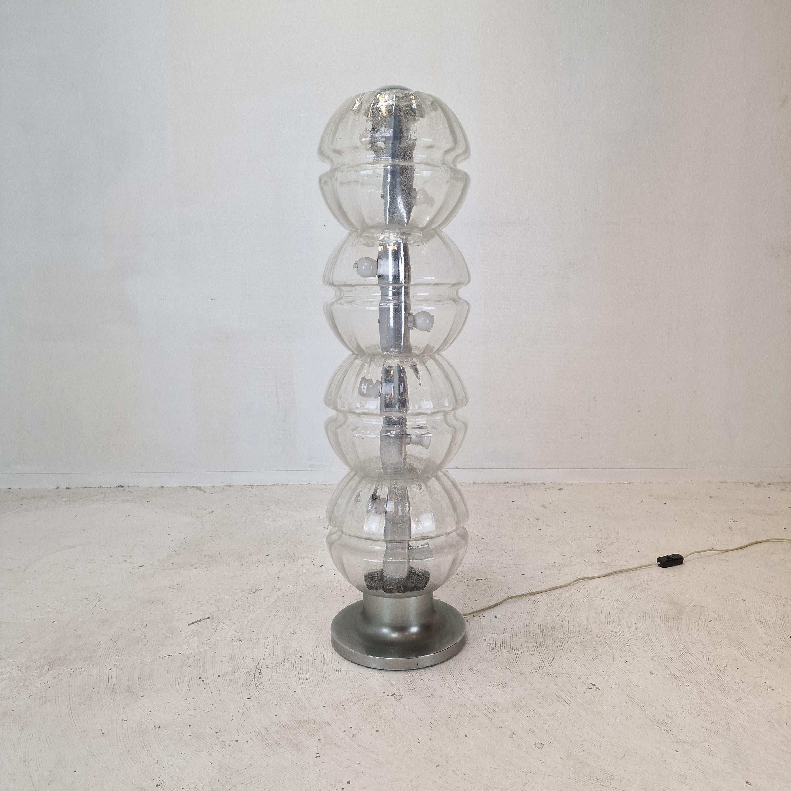 Metal Italian Space Age Glass Floor Lamp, 1980s For Sale