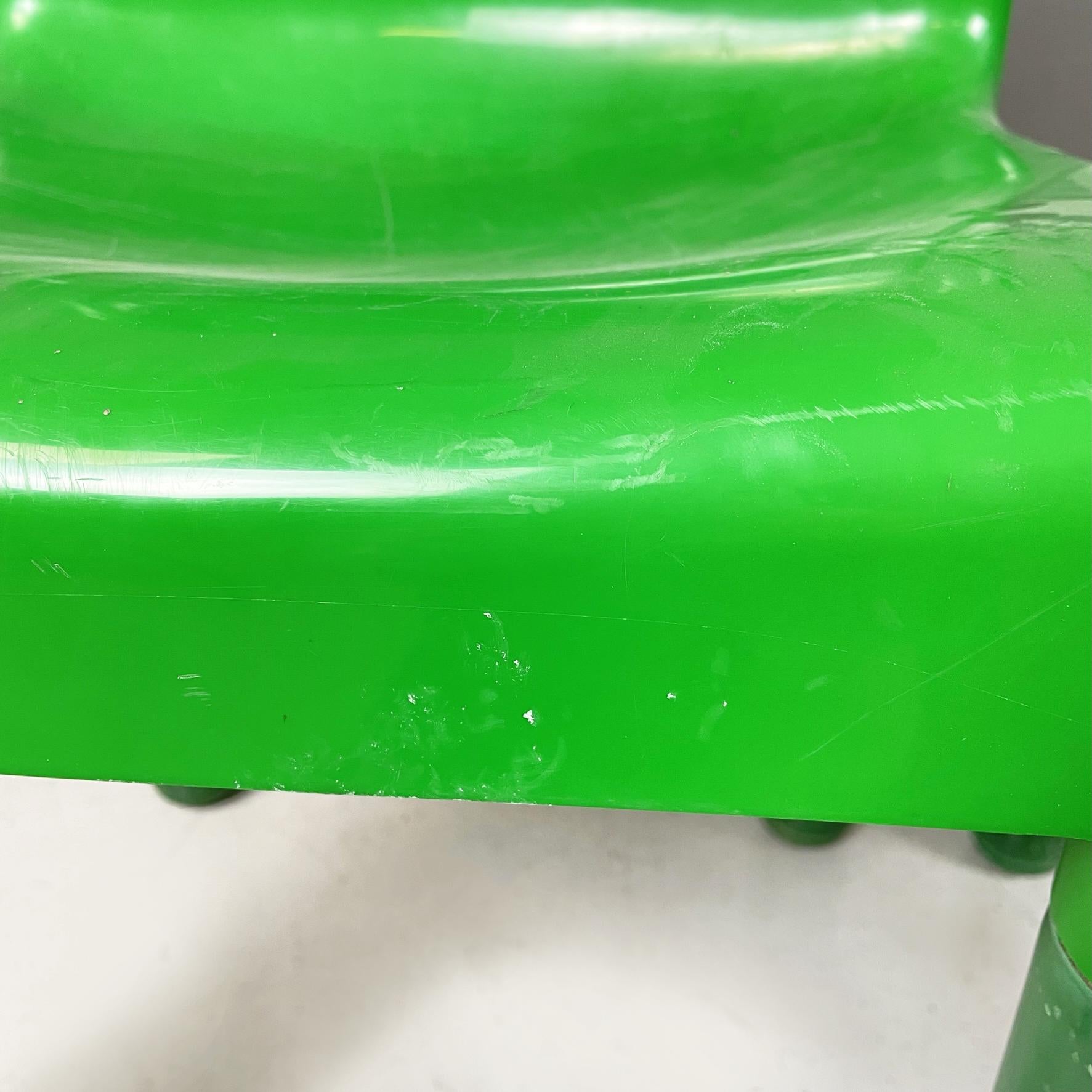 Italian Space Age Green Plastic Chairs 4875 by Carlo Bartoli for Kartell, 1970s 3