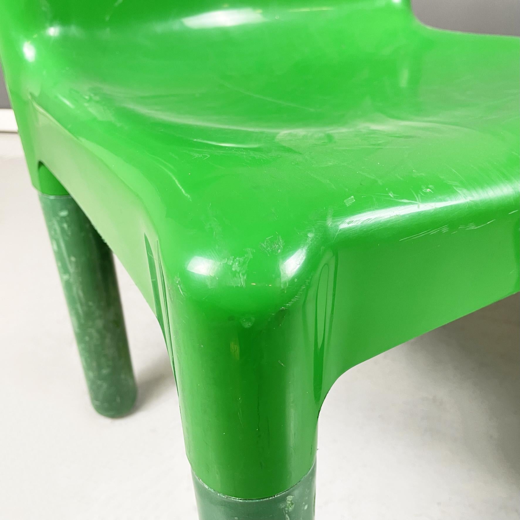 Italian Space Age Green Plastic Chairs 4875 by Carlo Bartoli for Kartell, 1970s 4