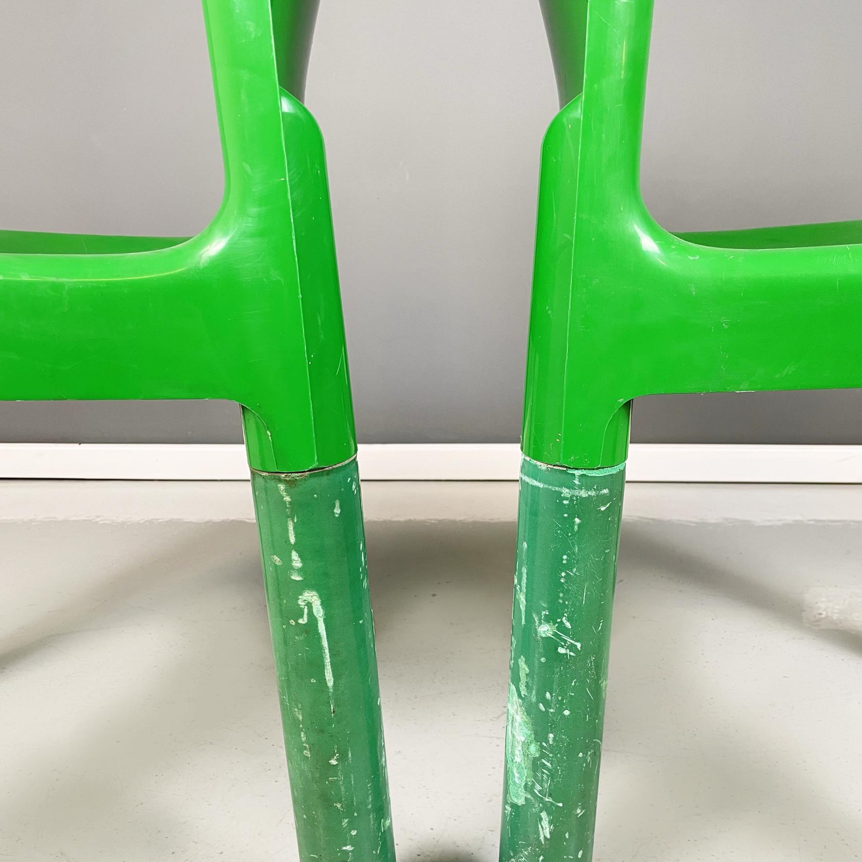 Italian Space Age Green Plastic Chairs 4875 by Carlo Bartoli for Kartell, 1970s 5