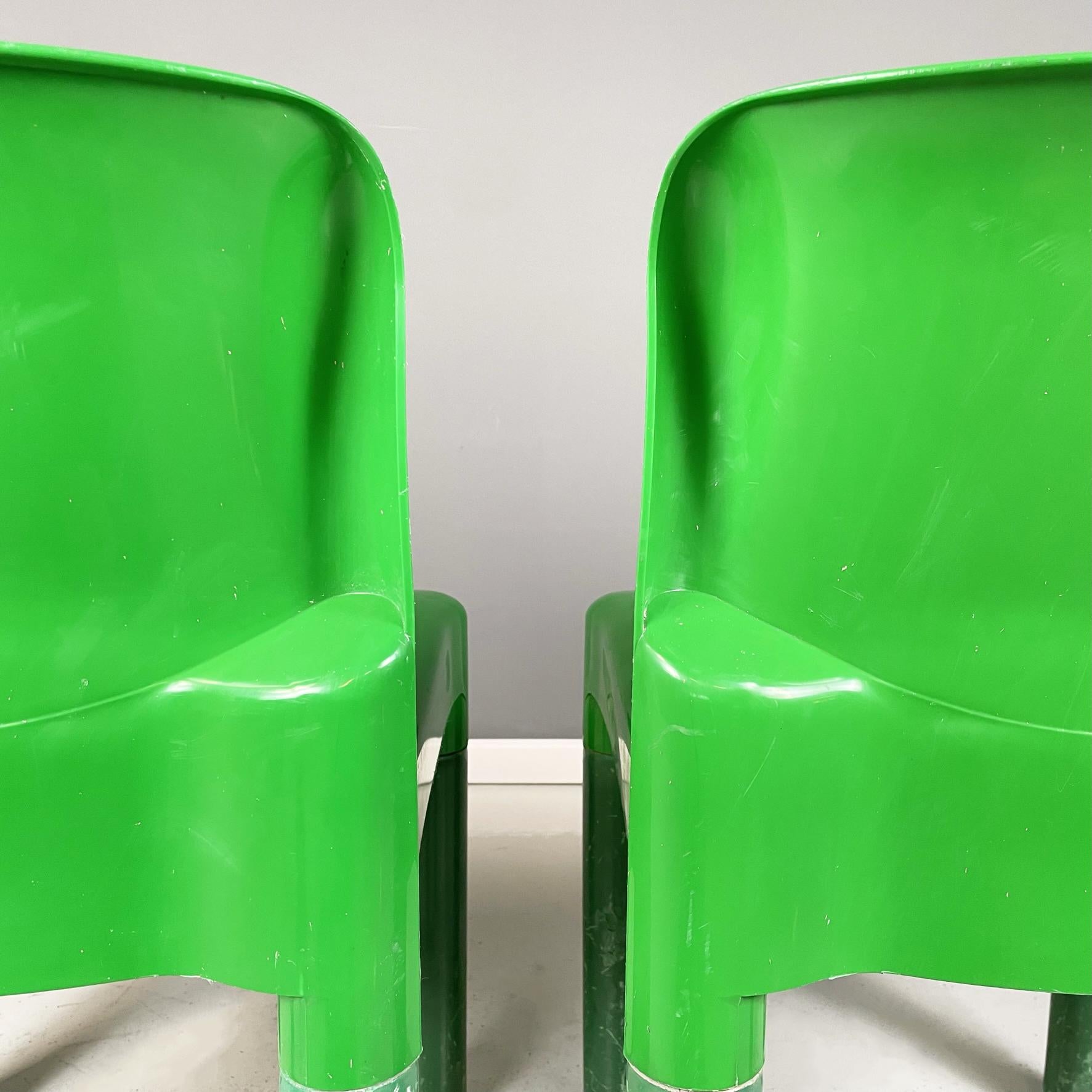 Italian Space Age Green Plastic Chairs 4875 by Carlo Bartoli for Kartell, 1970s 6