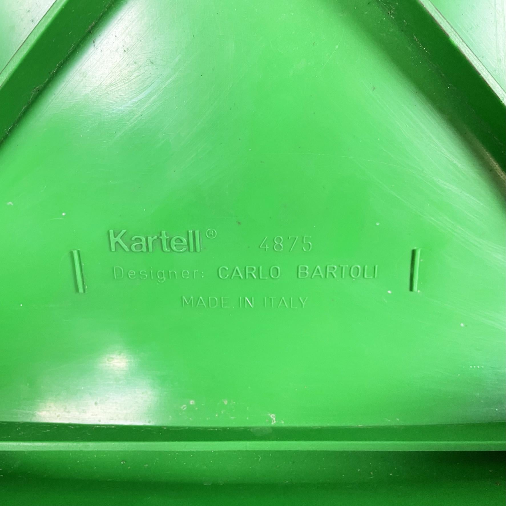 Italian Space Age Green Plastic Chairs 4875 by Carlo Bartoli for Kartell, 1970s 9