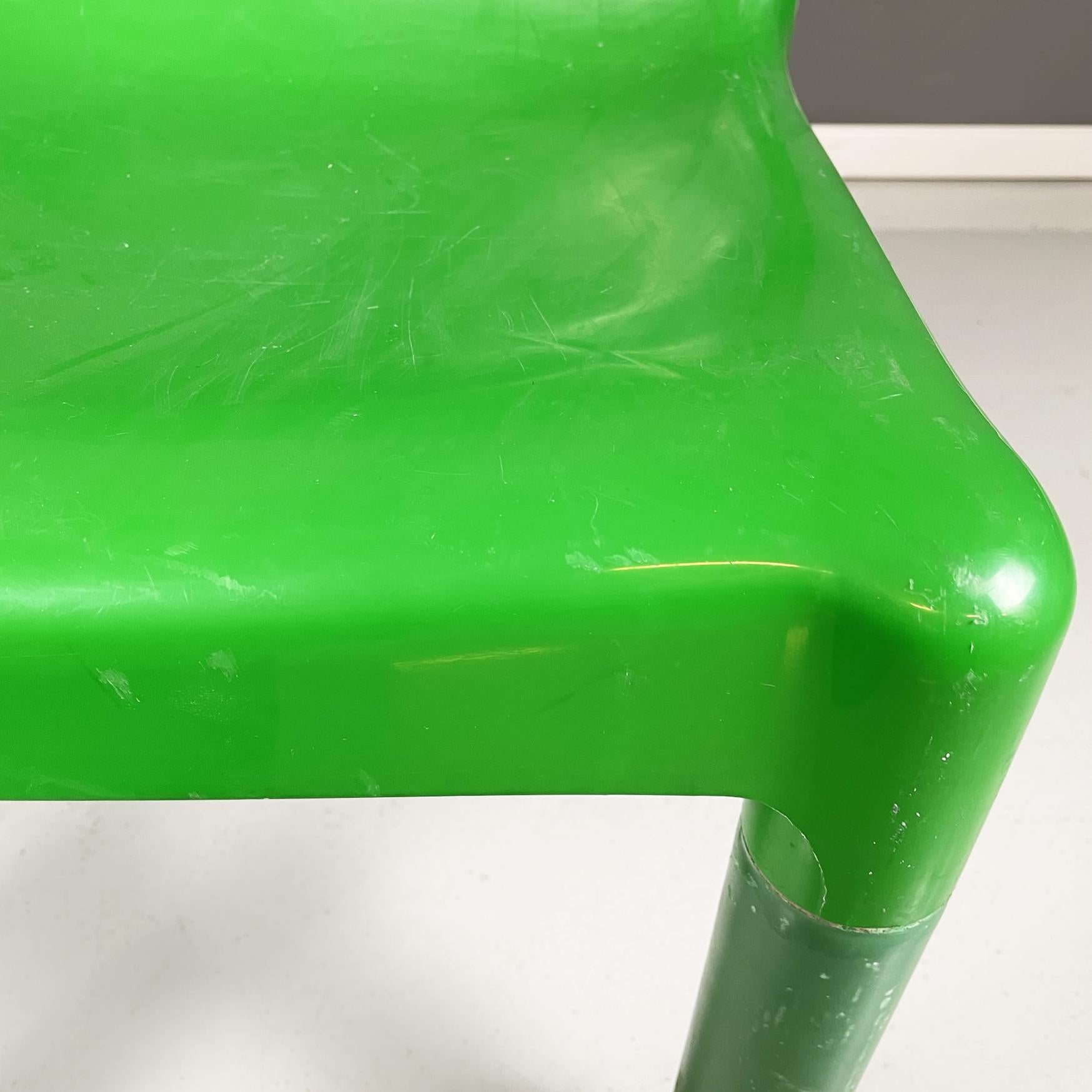 Italian Space Age Green Plastic Chairs 4875 by Carlo Bartoli for Kartell, 1970s 1