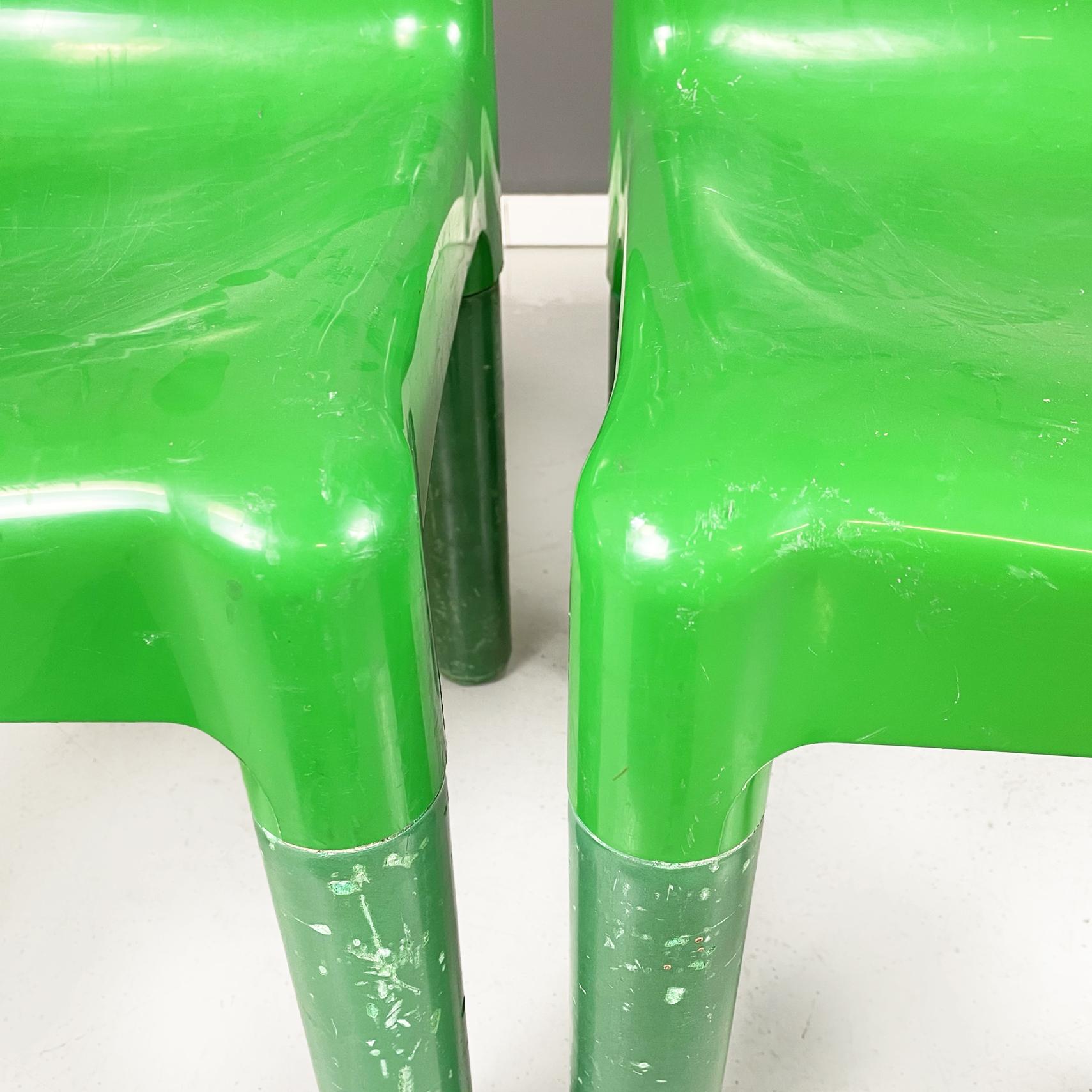 Italian Space Age Green Plastic Chairs 4875 by Carlo Bartoli for Kartell, 1970s 2