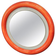 Italian Space Age Illuminated Round Wall Mirror, 1970s