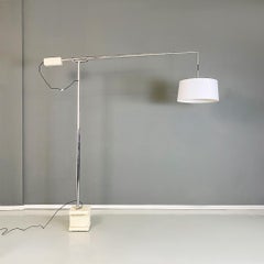 Italian Space Age Marble Base and Steel Structure Telescopic Floor Lamp, 1970s