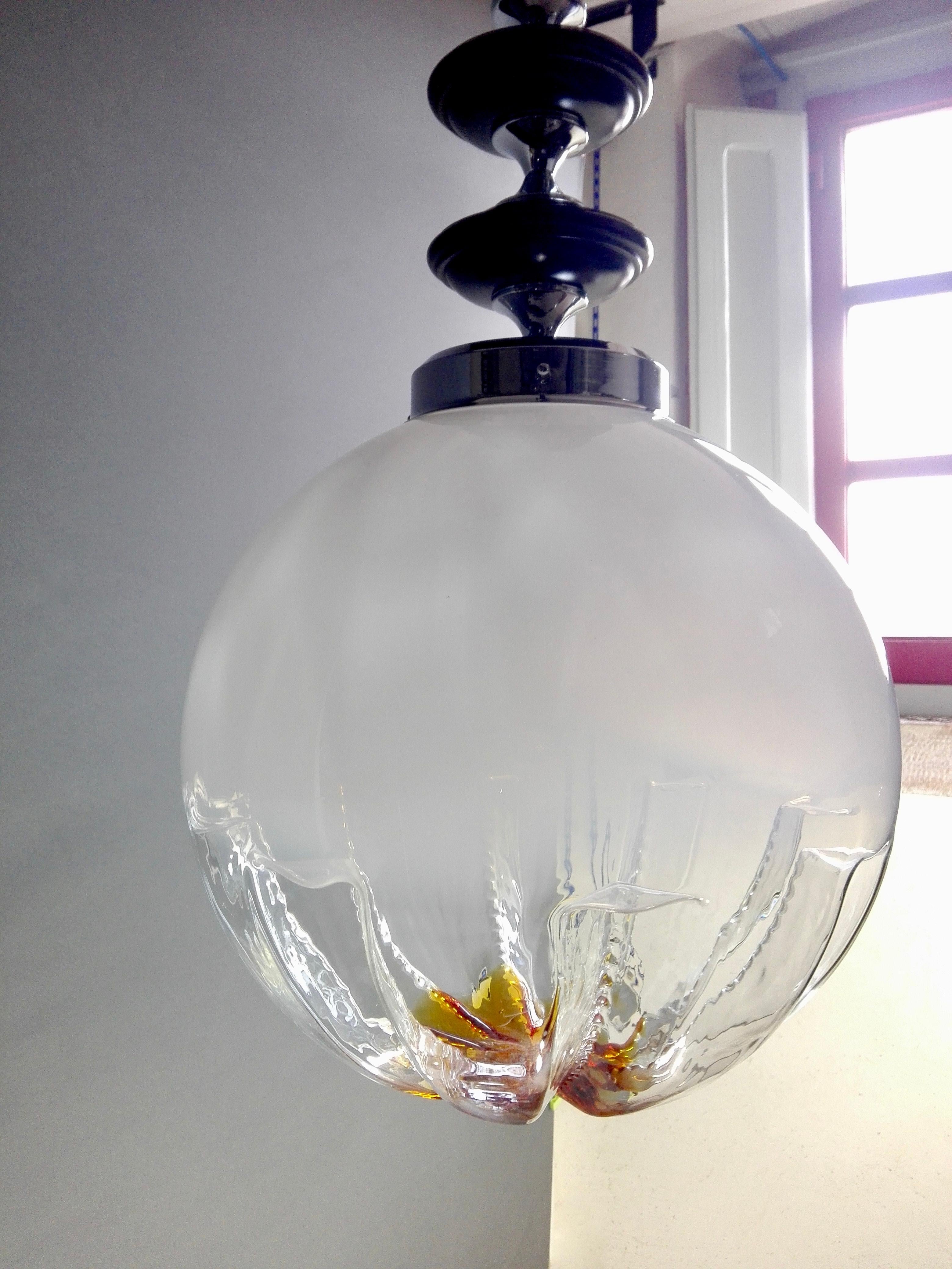1970s Mazzega Attributable Italian Space Age Murano Art Glass Large Pendant Lamp 7