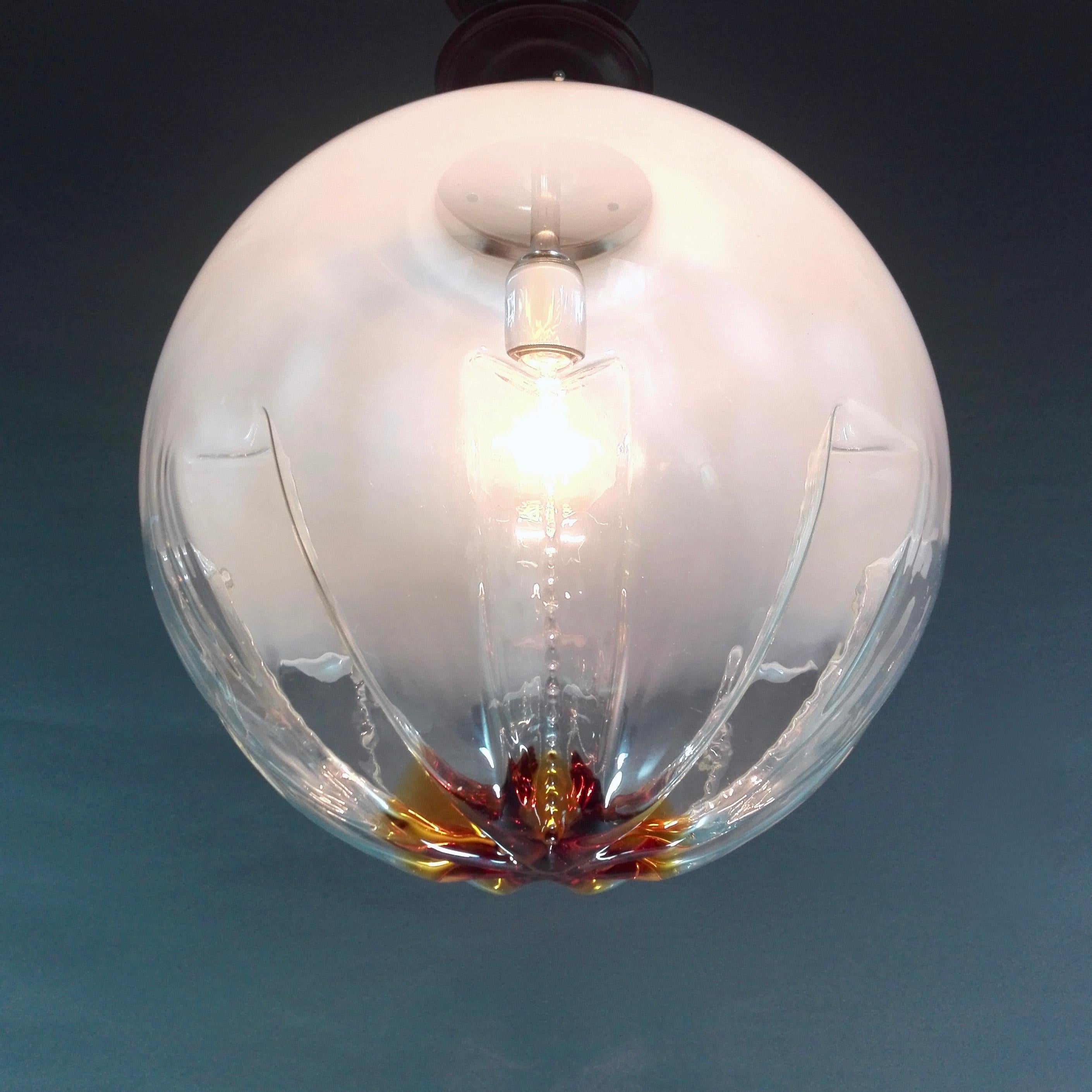 Late 20th Century 1970s Mazzega Attributable Italian Space Age Murano Art Glass Large Pendant Lamp