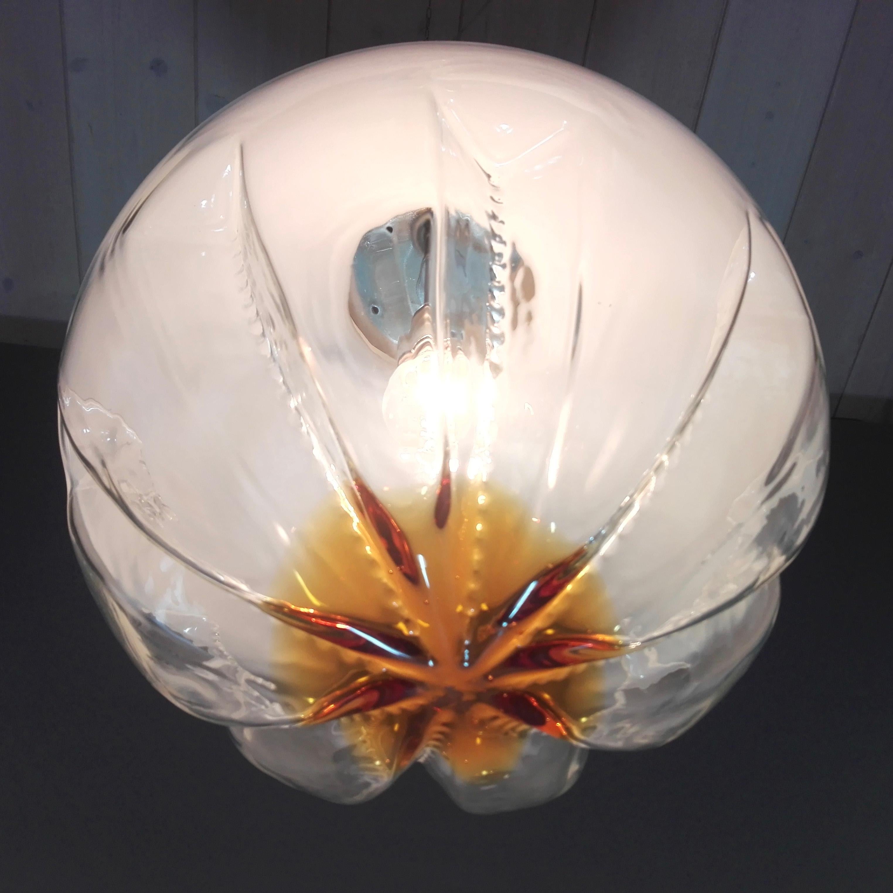 1970s Mazzega Attributable Italian Space Age Murano Art Glass Large Pendant Lamp 2