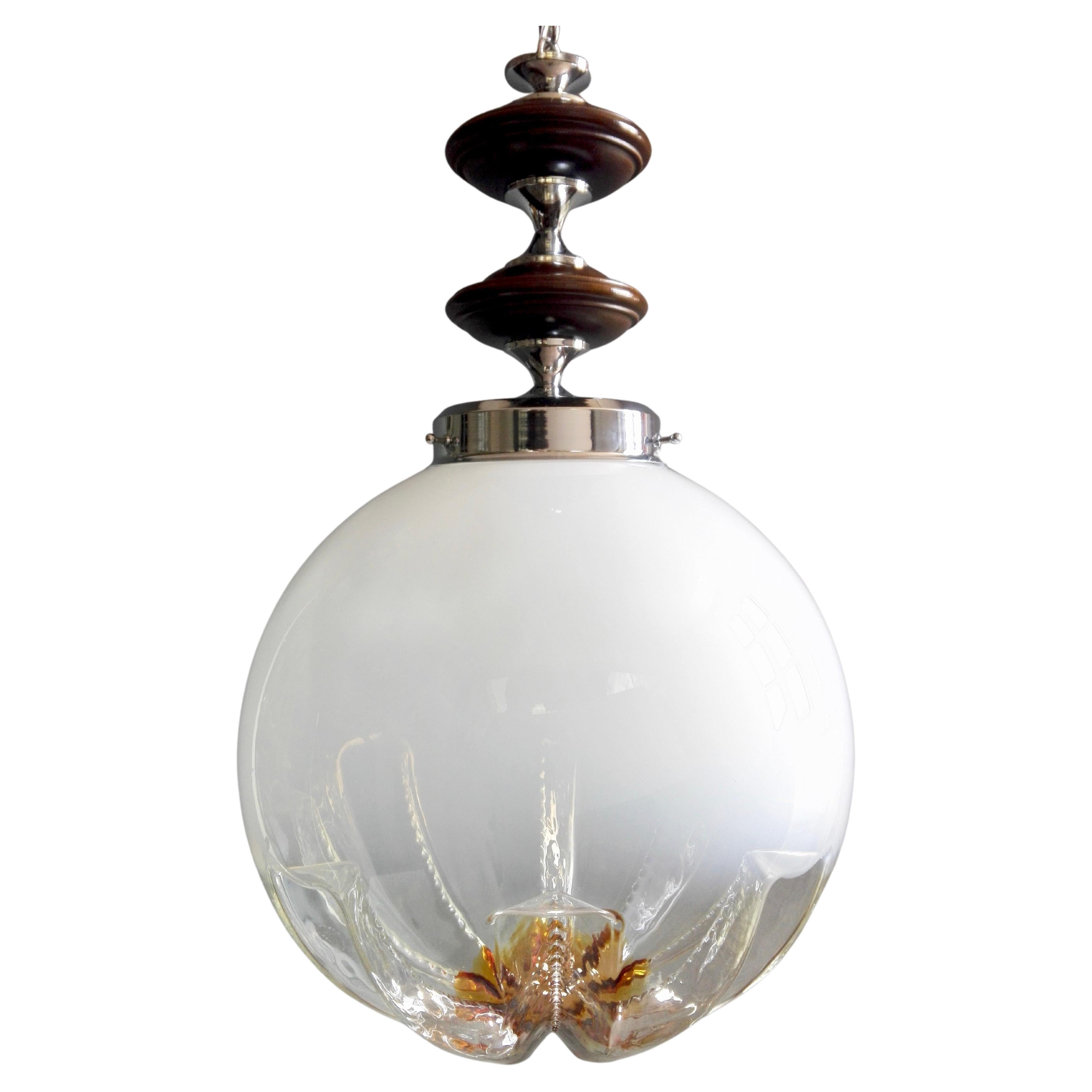 1970s Mazzega Attributable Italian Space Age Murano Art Glass Large Pendant Lamp