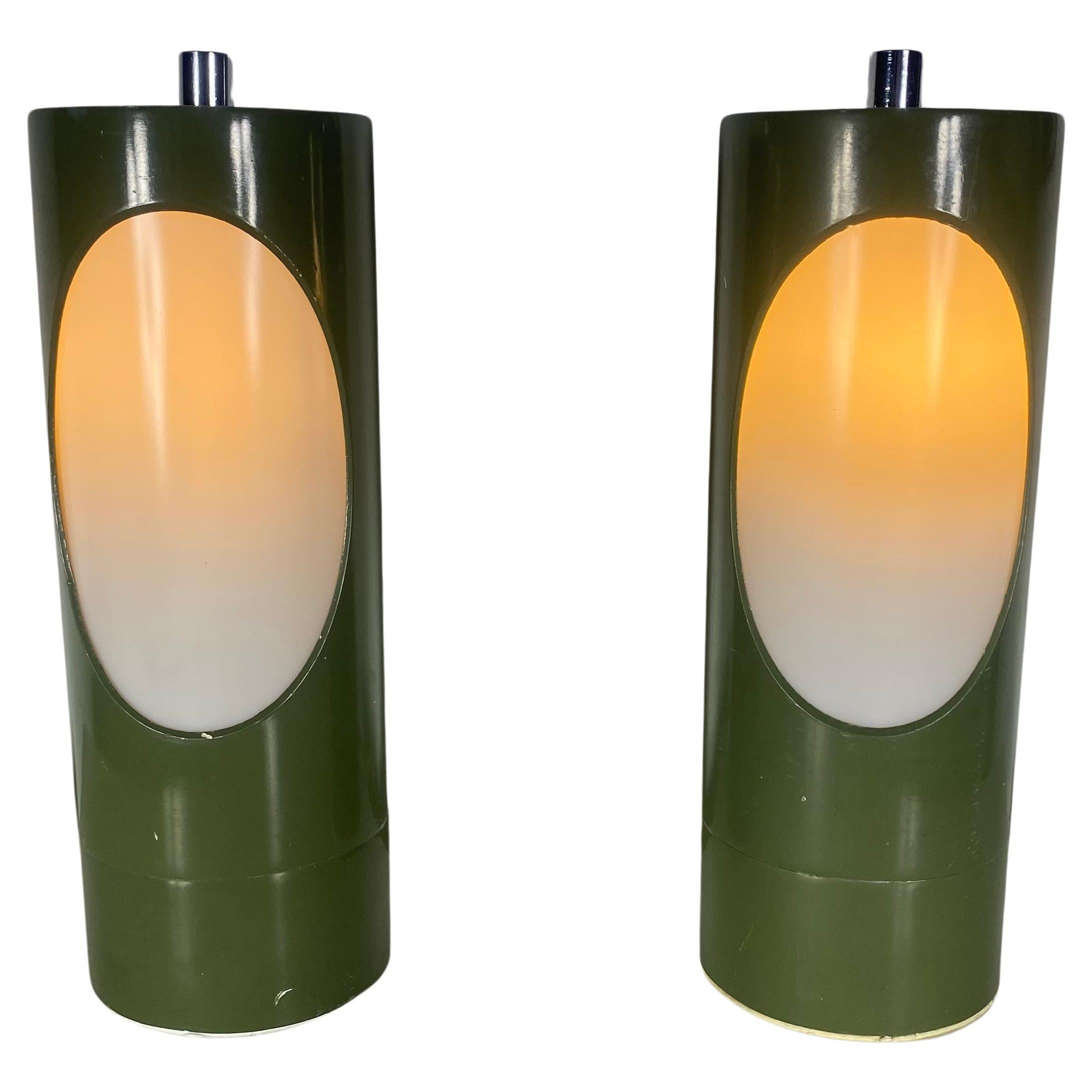 Lampes de table cylindriques italiennes de l'ère spatiale par Reggiani, années 1960