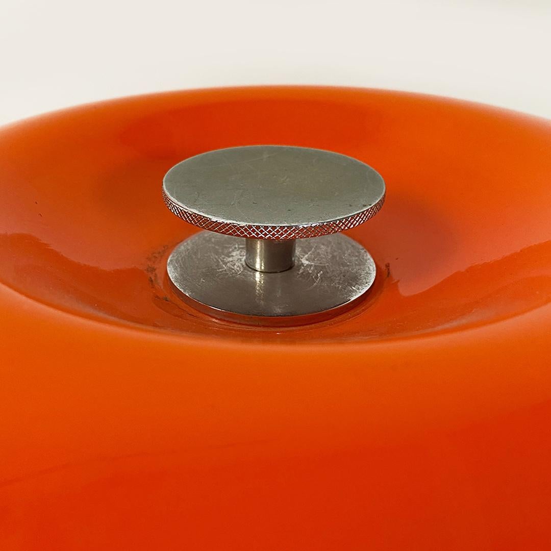 Italian Space Age Metal, Orange Plastic and White Opaline Glass Table Lamp 1970s For Sale 5