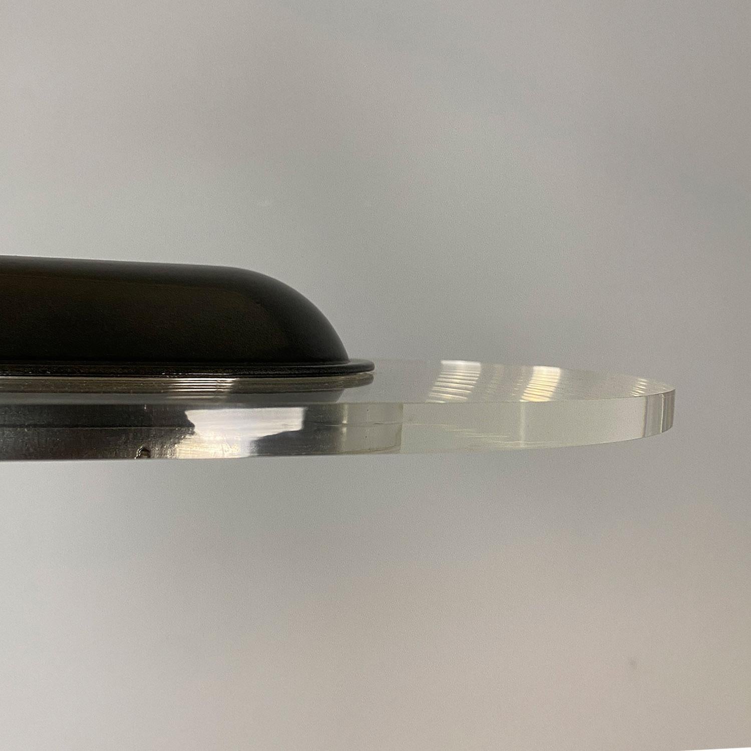Lampadaire italien de l'ère spatiale en métal, plexiglas et marbre, arc violet noir, années 1980. en vente 10