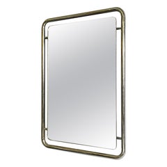 Italian space age Mirror with chromed metal frame, 1970s