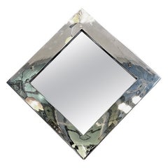 Italian Space Age Mirror with Square Mirrored Frame, 1970s