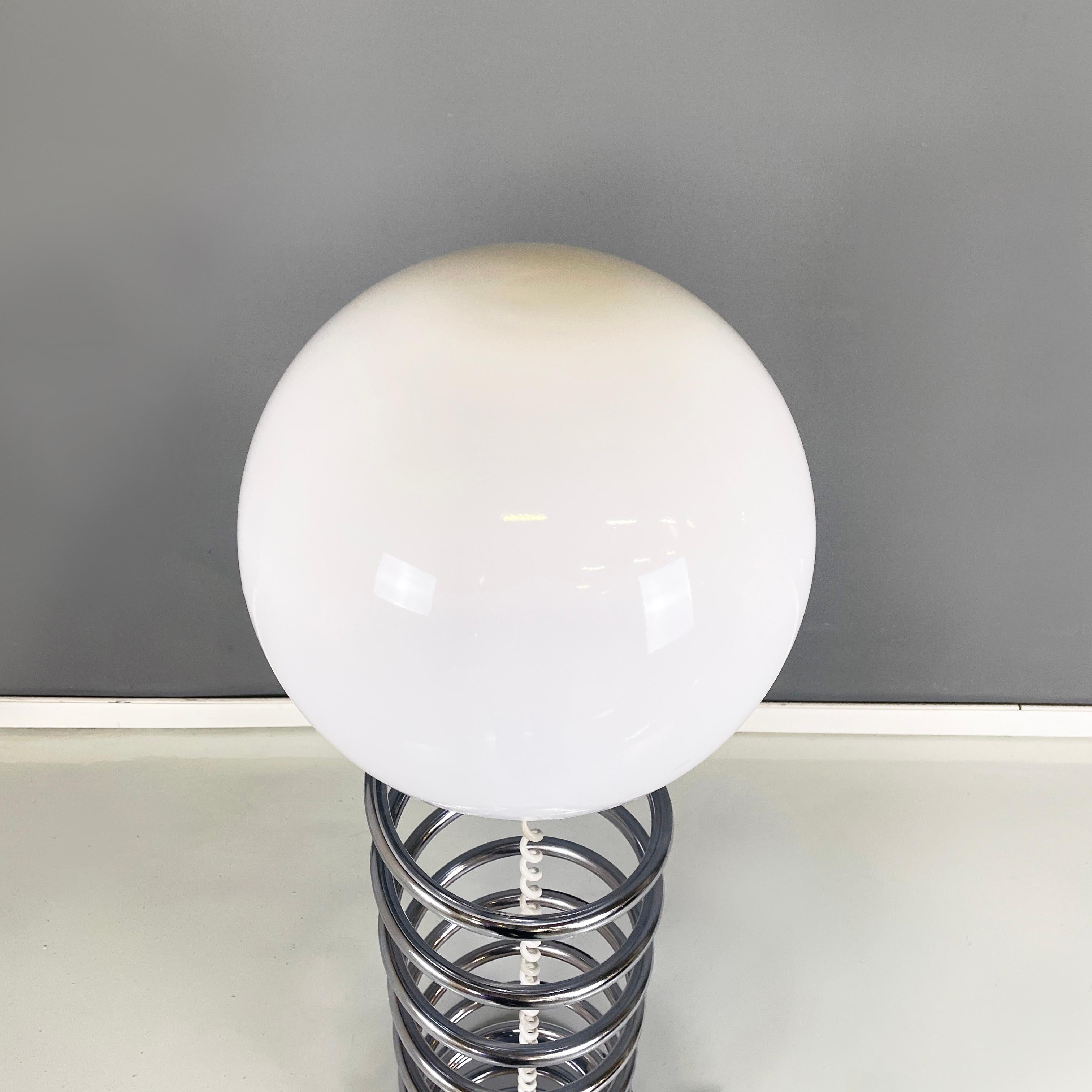 Late 20th Century Italian space age modern Floor lamp with opaline glass, metal gray marble, 1970s For Sale