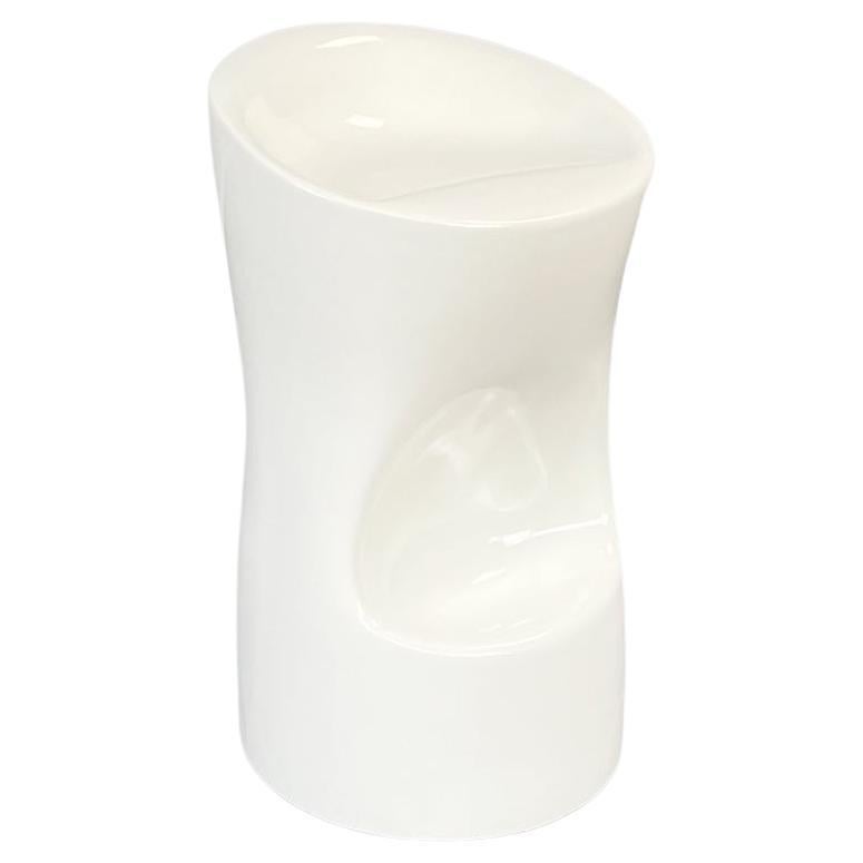 Italian Space Age Modern Stool with Footrest in White Plastic, 2000s For Sale