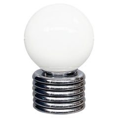 Italian Space Age Modern Table Lamp in Opaline Glass and Steel, 1970s