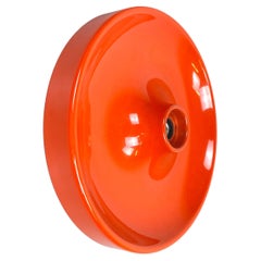 Italian space age modern Wall or ceiling lamp in orange emelled metal, 1980s