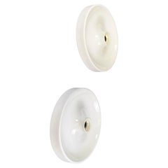 Italian space age modern Wall or ceiling lamp in white emelled metal, 1980s