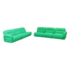 Italian Space Age Modular Sofa in Bright Green Fabric, 1970s