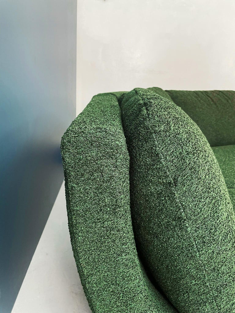 Italian Space Age Modular Sofa in Green Fabric by Willy Rizzo for Sabot, 1970s For Sale 7