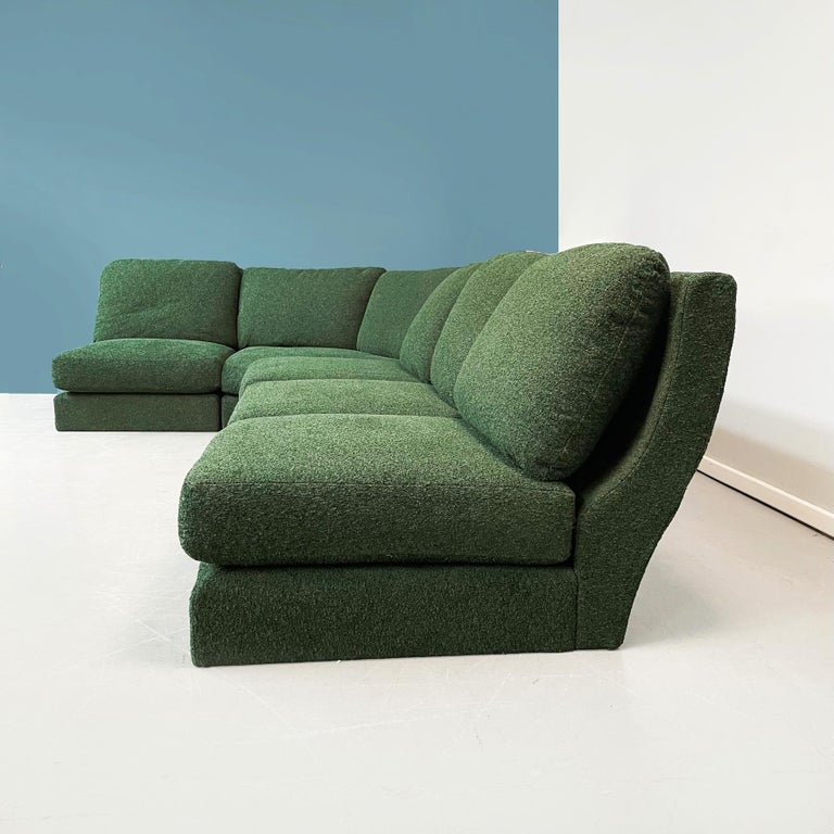Italian Space Age Modular Sofa in Green Fabric by Willy Rizzo for Sabot, 1970s In Good Condition For Sale In MIlano, IT