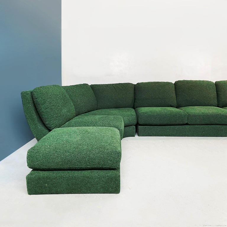 Italian Space Age Modular Sofa in Green Fabric by Willy Rizzo for Sabot, 1970s For Sale 1